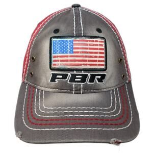 PBR USA Flag Strapback Hat Multicolor One Size Adjustable Vent Holes